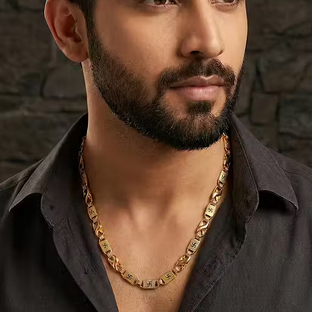 Generic Swastik Square Gold Plated Chain for Men – Stylish, Cultural & Everyday Wear
